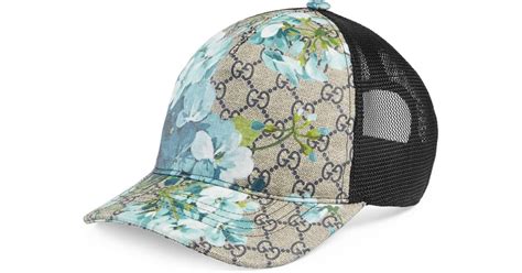 gucci blue flower cap|GG canvas baseball hat in blue and grey .